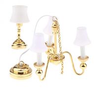 F Fityle 1:12 Scale Dollhouse Electric Ceiling Lamp & Desk Light Dollhouse Accessory
