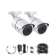 ZOSI 2 Pack 1080P Home Security Cameras with Audio Recording,Built-in Microphone,1920TVL 2.0MP HD-TVI Surveillance Cameras with 120ft IR Night Vision,Waterproof Surveillance Bullet