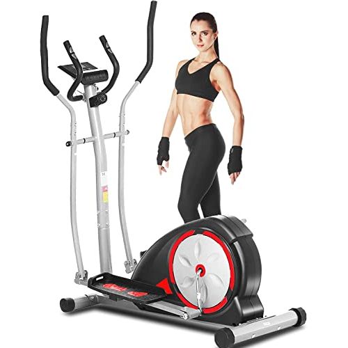  ANCHEER Elliptical Machine, Magnetic Training Machine for Home Use with Pulse Rate Grips and LCD Monitor, Smooth Quiet Driven for Home Gym Office Workout Max Capacity Weight 350LBS