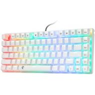 HUO JI E-Yooso Z-88 RGB Mechanical Gaming Keyboard, Metal Panel, Brown Switches, Compact 81 Keys Hot Swappable for Mac, PC, Silver and White