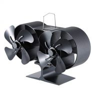 GoolRC 8 Blade Dual Head Heat Powered Wood Stove Fan Mini Fireplace Fan Furnace Air Blower for Wood/Log Burner/Fireplace Eco Friendly Fan