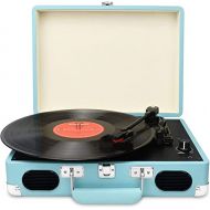 DIGITNOW Vintage Turntable, 3 Speed Vinyl Record Player-Suitcase/Briefcase Style with Built-in Stereo Speakers, Supports USB/RCA Output/Headphone Jack/ MP3/ Mobile Phones Music Pla