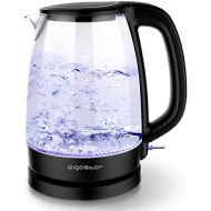 Aigostar Adam 30GOM - Glas Wasserkocher mit LED-Beleuchtung, 2200 Watt, 1,7 Liter, Trockenlaufschutz, BPA frei, schwarz. EINWEGVERPACKUNG