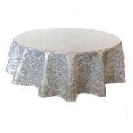 Freckled Sage Oilcloth Products Round Freckled Sage Oilcloth Tablecloth in Toile Silver - You Pick the Size!