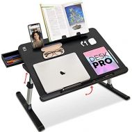 [아마존베스트]Cooper Cases Cooper Desk PRO [XL Adjustable Folding Laptop Desk] - Height & Tilt Angle | Leather Top for Work, Study, Bed | Reading Stand, Drawer (Midnight Black)