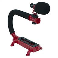 Cam Caddie Scorpion Jr Camera Stabilizer with VEYDA Universal Video Shotgun Microphone Bundle - Red