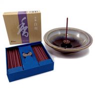 인센스스틱 SHOYEIDO White River (Shirikawa) Incense, 80-Stick Bundle with Mountain Mist Round Ceramic Incense Holder
