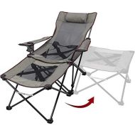 XGEAR 2 in 1 Camping Chair with Footrest Recliner Folding Chaise Lounge Chair (Footrest Can Transform to Side Table) Extra Stable, for Beach, Fishing, Picnics, Hiking