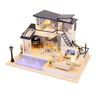 Flever Dollhouse Miniature DIY House Kit Creative Room with Furniture for Romantic Artwork Gift-Mermaid Tribe