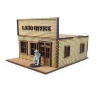 AtomicLaserCutDesigns Land Office 28mm MDF Kit Tombstone Desperado Legends Old West Terrain Building
