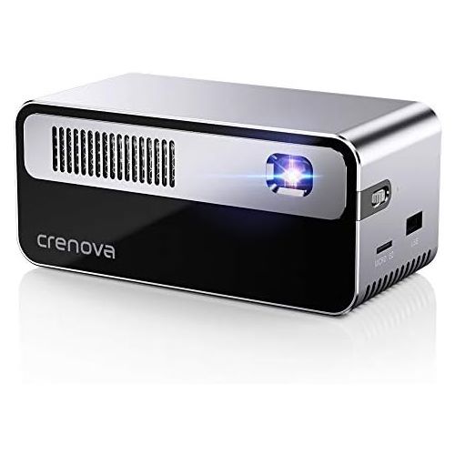  Crenova Smart Mini Projector, Wi-Fi Bluetooth Projector, 170 ANSI Lumen Portable Outdoor Projector with Built-in Battery, 1080p Supported Home Movie Projector for iPhone, PS4, PC,
