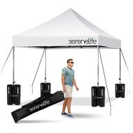 SereneLife Pop Up Canopy Tent 10x10 - Commercial Instant Shelter Foldable/Collapsible Sun Shade Canopy Pop Up Tent w/Waterproof UV Resistant Tent Top, Portable Carry Bag & Sand Bag - SereneLi