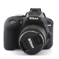 First2savvv Soft Silicone Armor Skin Rubber Protective Camera Case for Nikon D3400 TJ-D3400-GJ-Black