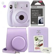 Fujifilm Instax Mini 11 Lilac Purple Instant Camera Plus Case, Photo Album and Fujifilm Character 10 Films (Monochrome)