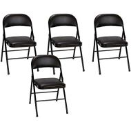 CoscoProducts COSCO Vinyl Folding Chair, 4 Pack, Black