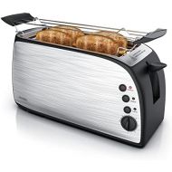 Arendo - Automatik Toaster Langschlitz - Defrost Funktion - warmeisolierendes Gehause - Abnehmbarer Broetchenaufsatz - 1200W-1500W - 7 Stufen - herausziehbare Kruemelschublade