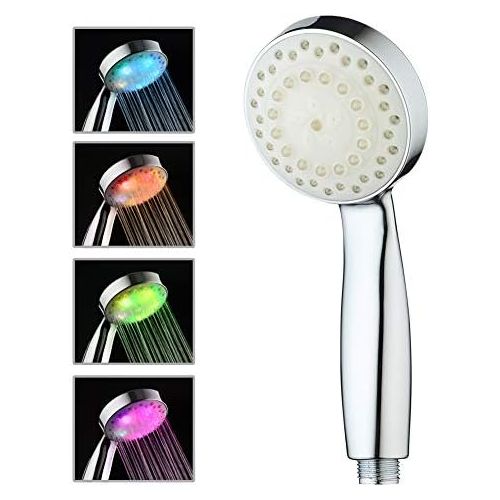  KAIREY Led Handheld Shower Head 7 Color Light Change Automatically Polished Chrome with 60 Inches Stainless Steel Hose and Adjustable Bracket