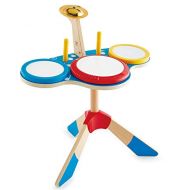 Hape Drum and Cymbal Set | Toddlers Wooden Drum and Cymbal Musical Instrument Set with Two Drum Sticks