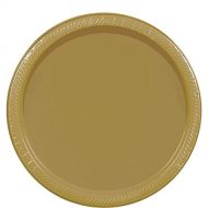 Amscan 69915.19 Disposable Round Dinner Paper Plates Tablewear Party Supplies 10.5” Gold