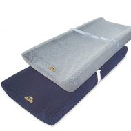 Ultra Soft and Stretchy Changing Pad Cover 2pk by BlueSnail (Gray+Navy)