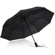AYL Windproof Travel Umbrella Foldable - with Teflon Coating (Black)