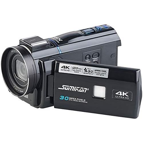  [아마존베스트]Somikon Video Camera: 4K UHD Camcorder with Panasonic Sensor, WiFi, App, HD with 120 FPS (Digital Camera)