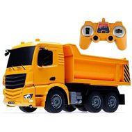 SXDYJ Remote Control Construction Dump Truck,Full Functional RC Dump Truck Toy Heavy Construction Vehicle with LED Lights Remote Control Model Toys