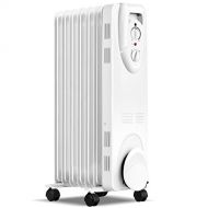 Tangkula 1500W Oil Filled Radiator Heater, Electric Oil Heater w/ Adjustable Thermostat, 3 Heating Settings, Tip Over & Overheating Protection, Space Heater Radiator w/ Auto Shut-o