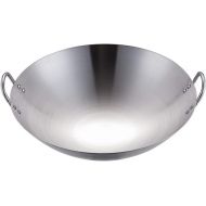 DOITOOL Stainless Steel Wok Pow Wok Stir Fry Pans Chinese Cooking Pan with Double Handle for Stir- Fry Grilling Frying Steaming 30cm
