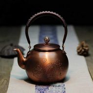 Wollet Handmade Solid Copper Tea Pot Kettle Stovetop Teapot Thick Engraved Copper Tea Pot Kettle Stovetop Teapot Chinese Jili(Good Luck) Patterns (LongTengYunHai Chinese Dragon)