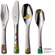 WMF Janosch childrens cutlery, 4 pieces, from 3 years, Cromargan stainless steel polished, dishwasher safe, color and food safe
