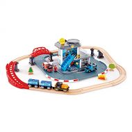 Hape Emergency Services HQ | 2-in-1 Police and Fire Station Complete Play Set with Vehicles and Action Figures