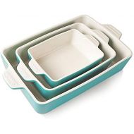 SWEEJAR Ceramic Bakeware Set, Rectangular Baking Dish Lasagna Pans for Cooking, Kitchen, Cake Dinner, Banquet and Daily Use, 11.8 x 7.8 x 2.75 Inches of Baking Pans (Turquoise): Ki