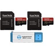 SanDisk 400GB MicroSDXC Extreme Pro Memory Card (2 Pack) Works with GoPro Hero8 Black, Max 360 Action Cam U3 V30 4K A2 Class 10 (SDSDQXCZ-400G-GN6MA) Bundle with 1 Everything But S