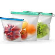 Silicone Reusable Bags for Food Storage Set KIVA.WORLD - Silicone Freezer Bags Quart & 2 Large 50 OZ Airtight Seal - Silicone Sous Vide Bags Reusable Leakproof - Reusable Sandwich