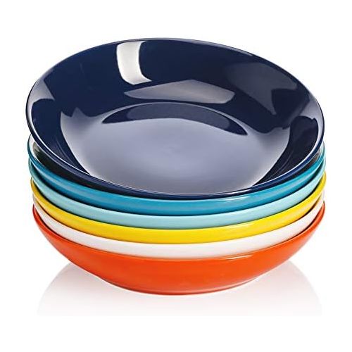  [아마존베스트]Sweese 117.002 Porcelain Salad Pasta Bowls - 26 Ounce - Set of 6, Hot Assorted Colors