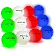 GoSports Light Up LED Golf Balls 12 Pack - Impact Activated with 10 Minute Timer - Includes Red, White, Blue and Green Balls