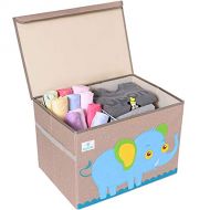 [아마존베스트]BEARCUBS Kids Foldable Toy Chest - Storage and Organization Toy Box with Lid Organizer Trunk for Nursery Playroom - Cute Animal Decor for Boys and Girls Large Toy Bin (Blue Elephan