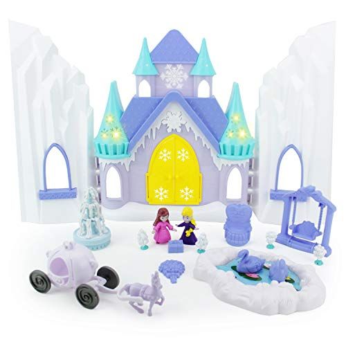  Boley Ice Castle Princess Dollhouse - 26 Piece Doll House Toy Playset with Large Light and Sound Castle, Little Princesses, Palace Furniture and Frozen Kingdom Garden for Little Gi