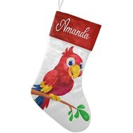 FunnyCustomShop OOshop Personalized Christmas Stockings Cute Macaw with Name Custom Xmas Holiday Fireplace Festive Gift Decor 17.52 x 7.87 Inch