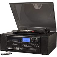Crosley CR7010A-BK Ridgemont 3-Speed Turntable with Bluetooth, AM/FM Radio, CD Player, Cassette Deck, and Aux-in