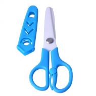 Dosreng Ceramic Baby Food Scissor,Healthy Kitchen Scissor, Ceramic Baby Scissors Cut The Side Dish With Cover Blue