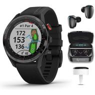Garmin Approach S62 Premium GPS Black Golf Watch with 3xCT10 and Wearable4U Black Earbuds with Charging Power Bank Case Bundle