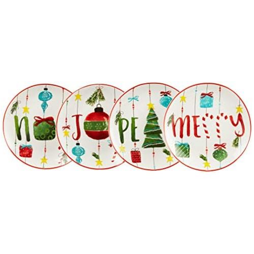  American Atelier Holiday Dinnerware Set ? 16 Piece Christmas Themed Stoneware Dinner Party Collection w/ 4 Dinner Plates, 4 Salad Plates, 4 Bowls & 4 Mugs ? Unique Gift Idea for Ch