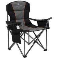 ALPHA CAMP Folding Camping Chair Oversized Heavy Duty Padded Outdoor Chair with Cup Holder Storage and Cooler Bag, 450 LBS Weight Capacity, Thicken 600D Oxford, Black