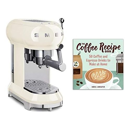 스메그 Smeg ECF01CRUS 50s Retro Style Espresso Machine Bundle with The Coffee Recipe Book: 50 Coffee and Espresso Drinks to Make at Home - Cream