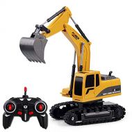 UJIKHSD 1/24 RC Excavator Toy, Remote Control Hydraulic Toy Car 280°Rotating, Construction Tractor Vehicle, Rechargable Engineering Digger Truck, Xmas Gift for Kids Boy Teens