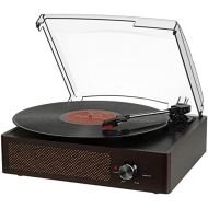 Rybozen Vinyl Record Player Bluetooth Turntable with Built-in Speakers,3 Speed Belt-Driven Phonograph Retro Turntable Player, Portable Vintage LP Player