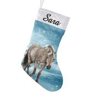CUXWEOT Personalized Brown Horse Christmas Stocking Customize Name Decor for Xmas Tree Fireplace Hanging Party 17.52 x 7.87 Inch