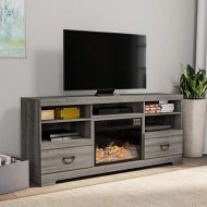 Electric Fireplace TV Stand- for TVs up to 65, Media Shelves & 2 Drawers, Remote Control, LED Flames, Adjustable Heat & Light by Lavish Home